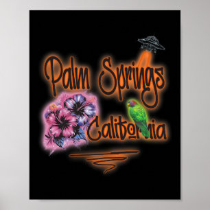 Palm Springs Californië Retro Surfer Vintage Airbr Poster