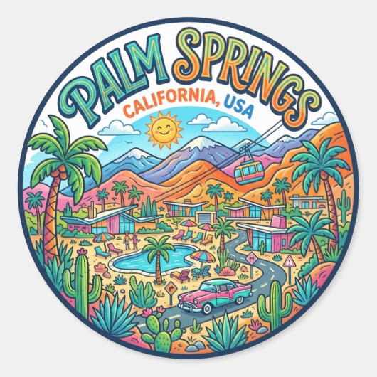 Palm Springs Californië Ronde Sticker (Voorkant)