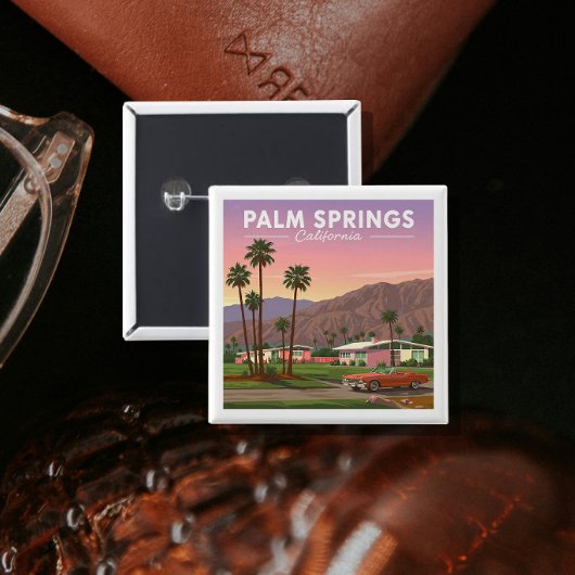 Palm Springs Californië Vierkante Button 5,1 Cm