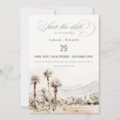 Palm Springs Californië Waterverf bruiloft Save The Date (Voorkant)