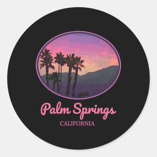 Palm Springs Californische stijl Ronde Sticker (Voorkant)