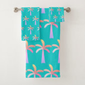 Palm Springs Caribbean Blue Tropical Palm Tree Bad Handdoek (Insitu)