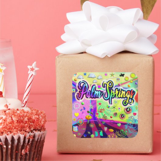 Palm Springs "Cool Energy"-Sticker Vierkante Sticker (Feest)