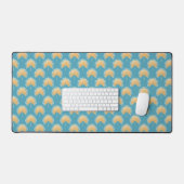Palm Springs Deep Aqua en Gold Fan Palm Bureaumat (Keyboard & Muis)