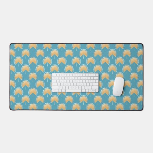 Palm Springs Deep Aqua en Gold Fan Palm Bureaumat (Keyboard & Muis)