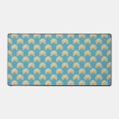 Palm Springs Deep Aqua en Gold Fan Palm Bureaumat (Voorkant)