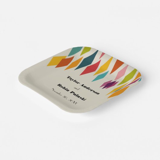 Palm Springs Diamonds, midden-eeuwse moderne bruil Papieren Bordje (Gebogen)