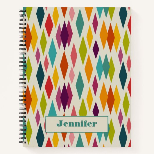 Palm Springs Diamonds Mideeuw Modern Patroon Notitieboek (Voorkant)