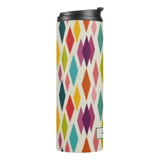 Palm Springs Diamonds Mideeuw Modern Patroon Thermosbeker (Gedraaid links)