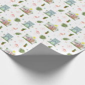 Palm Springs Flamingo Cactus Mideeuwse Patroon Cadeaupapier (Hoek)