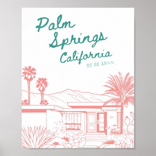 Palm Springs Gepersonaliseerde Trouwdatum Poster (Voorkant)