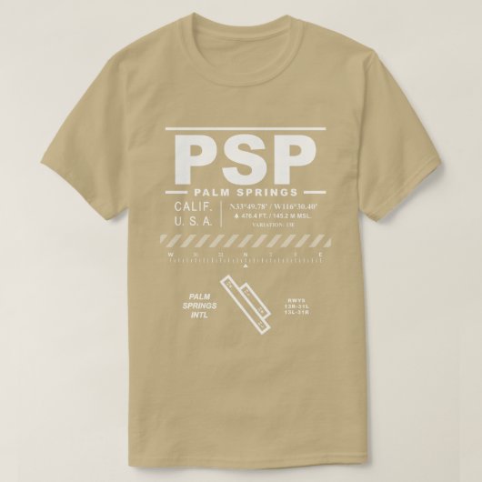 Palm Springs International Airport PSP T-shirt (Design voorkant)