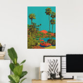 Palm Springs-kunstprint Mid-Century Modern Auto Poster (Thuiskantoor)