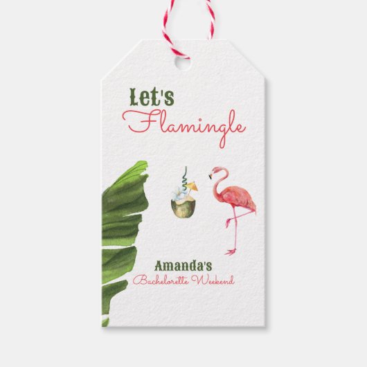 Palm Springs laatste flamingle vrijgezellenfeest Cadeaulabel (Voorkant)