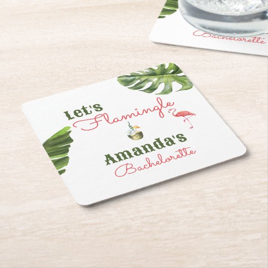 Palm Springs laatste flamingle vrijgezellenfeest Kartonnen Onderzetters (Schuin)