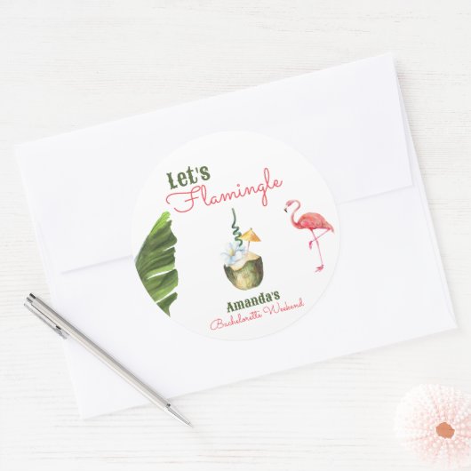 Palm Springs laatste flamingle vrijgezellenfeest Ronde Sticker (Envelop)