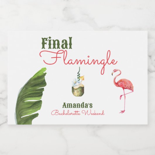 Palm Springs laatste flamingle vrijgezellenfeest Sparkling Wijnetiket (Enkel label)