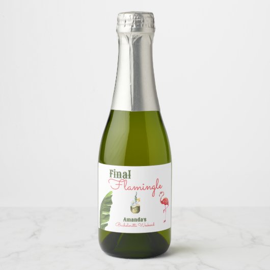 Palm Springs laatste flamingle vrijgezellenfeest Sparkling Wijnetiket (Voorkant)