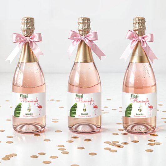 Palm Springs laatste flamingle vrijgezellenfeest Sparkling Wijnetiket