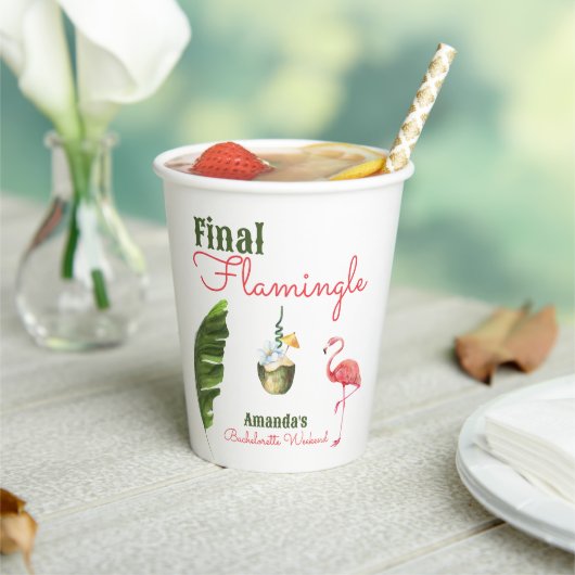 Palm Springs Last Flamingle Meisjesuitje Afscheid  Papieren Bekers (Insitu)