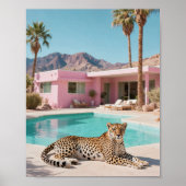 Palm Springs Leopard Retro Mid-Century Modern Poster (Voorkant)