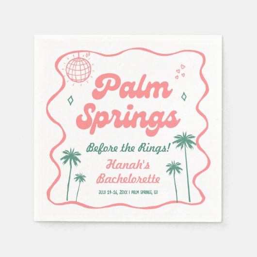 Palm Springs Meidenavond Servet (Voorkant)