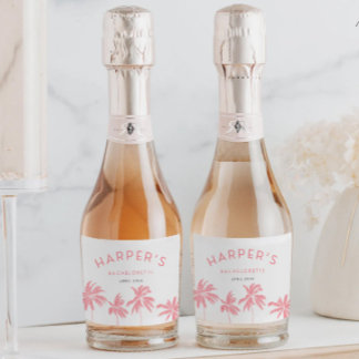 Palm Springs Meisjesuitje Tropisch Roze Sparkling Wijnetiket