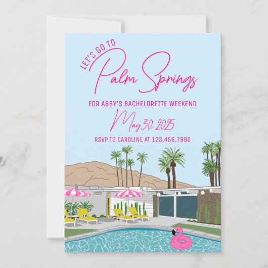 Palm Springs Mid-Century Mod Invitation Sjabloon Kaart (Voorkant)