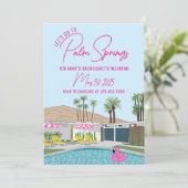 Palm Springs Mid-Century Mod Invitation Sjabloon Kaart (Staand voorkant)