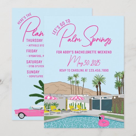 Palm Springs Mid-Century Mod uitnodiging sjabloon (Voorkant / Achterkant)