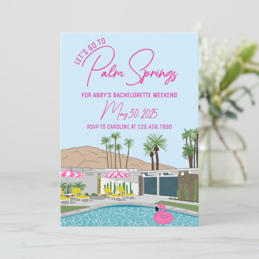 Palm Springs Mid-Century Mod uitnodiging Template (Staand voorkant)