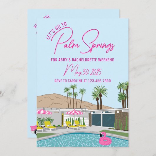 Palm Springs Mid-Century Mod uitnodiging Template (Voorkant / Achterkant)