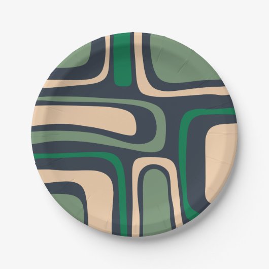 Palm Springs Mid Century Modern Abstract Patroon Papieren Bordje (Voorkant)