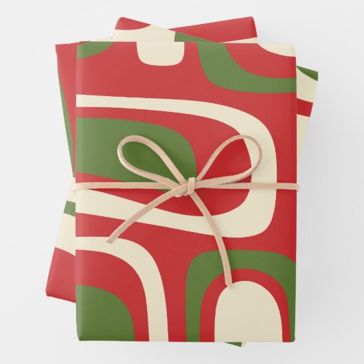 Palm Springs Mideeuw Modern Retro Abstracte Kerstm Inpakpapier Vel (In situ)