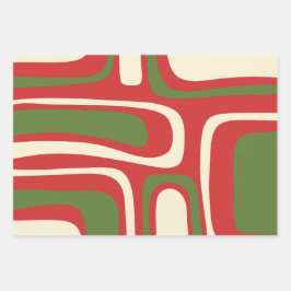 Palm Springs Mideeuw Modern Retro Abstracte Kerstm Inpakpapier Vel