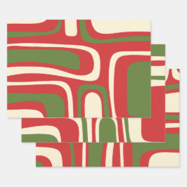 Palm Springs Mideeuw Modern Retro Abstracte Kerstm Inpakpapier Vel