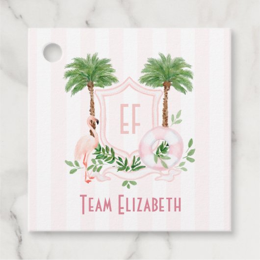 Palm Springs Monogramme Meidenavakantie Bedankjes Labels (Voorkant)
