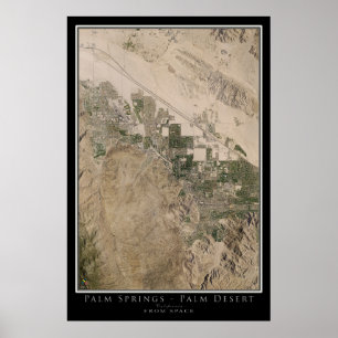 Palm Springs-Palm Desert California Satellite Map Poster