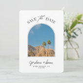 Palm Springs Palm Tree Wedding Save the Date Kaart (Staand voorkant)