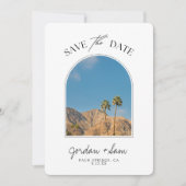 Palm Springs Palm Tree Wedding Save the Date Kaart (Voorkant)