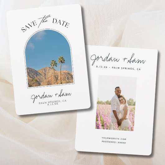 Palm Springs Palm Tree Wedding Save the Date Kaart