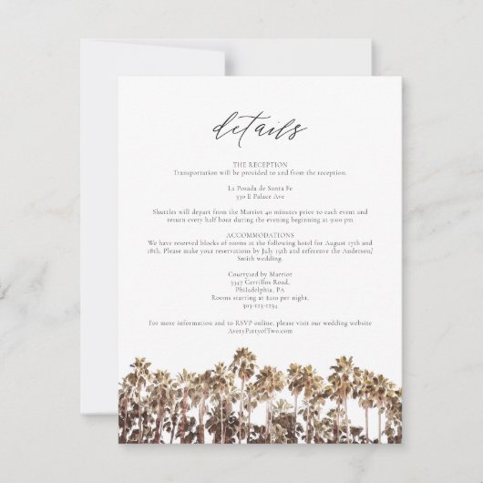 PALM SPRINGS Palm Trees Details Kaart (Voorkant)