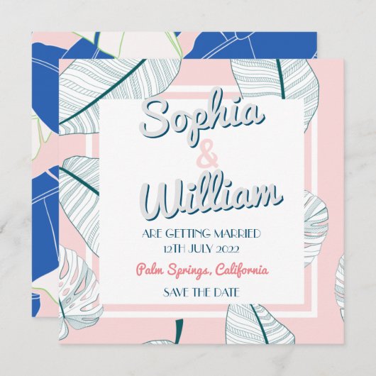 Palm Springs Paradijs Moderne bruiloft Save The Date (Voorkant / Achterkant)