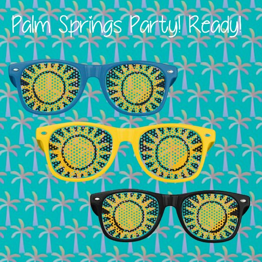 Palm Springs Party Yellow Sunshine Retro Zonnebril