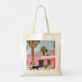 Palm Springs Pink House Canvas tas | Retrowoestijn