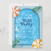 Palm Springs Pool Party Blauw Volwassen Verjaardag Kaart (Voorkant)