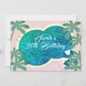 Palm Springs Pool Party Pink Adult Birthday Kaart (Voorkant)