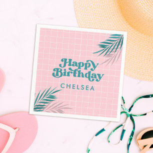 Palm Springs Pool Party Pink Adult Birthday Servet