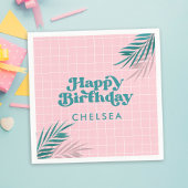 Palm Springs Pool Party Pink Adult Birthday Servet