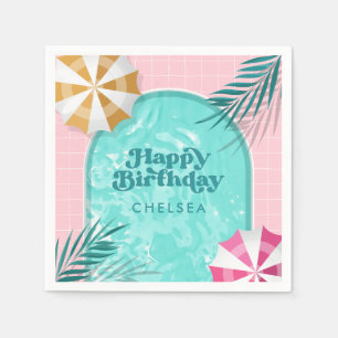 Palm Springs Pool Party Pink Adult Birthday Servet